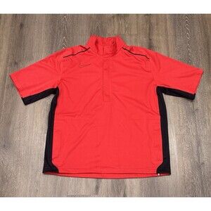 Nike Golf Storm Fit Jacket Mens XL Red Pullover Half Zip Windshirt Short Sleeve